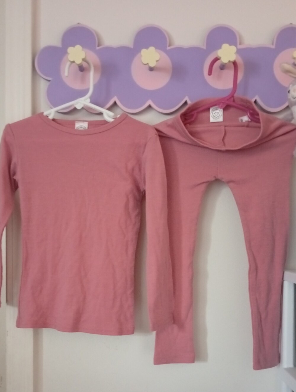 100% Merino soft wool Kids baselayer Set - Dusty Rose size 3T (Per set)